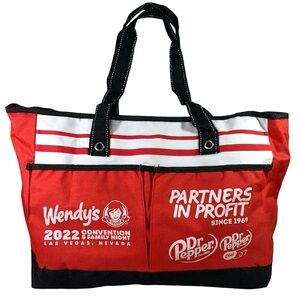 Wendy's 2022 Convention Promotional Large Canvas Tote Bag Red White Las Vegas